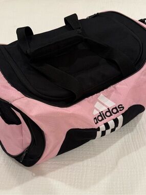 Adidas Pink & Black Team Sport Duffle Gym Bag Medium Three Stripe Logo